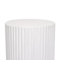 Fibreglass Ripple Plinth Round Gloss White (33cmDx71cmH)