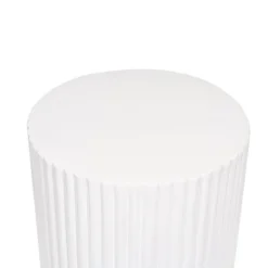 Fibreglass Ripple Plinth Round Gloss White (33cmDx71cmH)