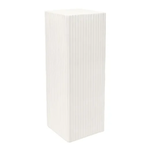 Fibreglass Square Ripple Plinth Gloss White (33x33x91cmH)