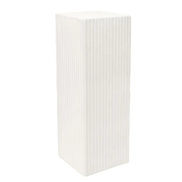 Fibreglass Square Ripple Plinth Gloss White (33x33x91cmH)