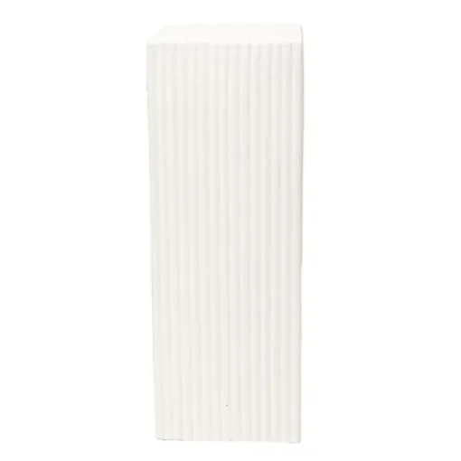 Fibreglass Square Ripple Plinth Gloss White (33x33x91cmH)