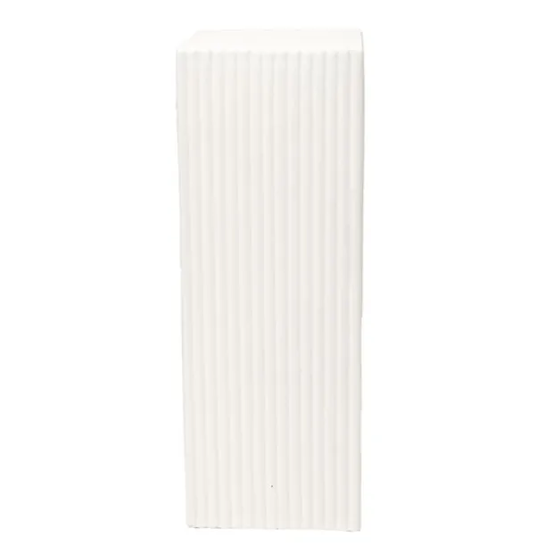 Fibreglass Square Ripple Plinth Gloss White (33x33x91cmH)