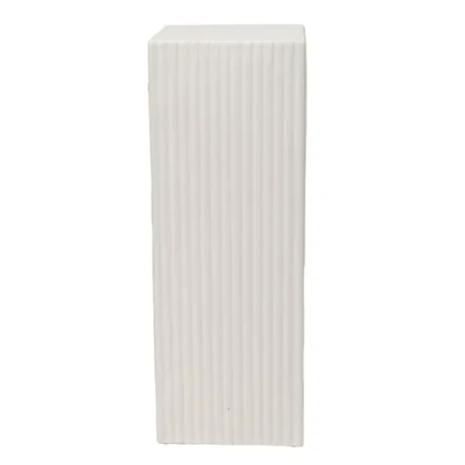 Fibreglass Square Ripple Plinth Matte White (33x33x91cmH)