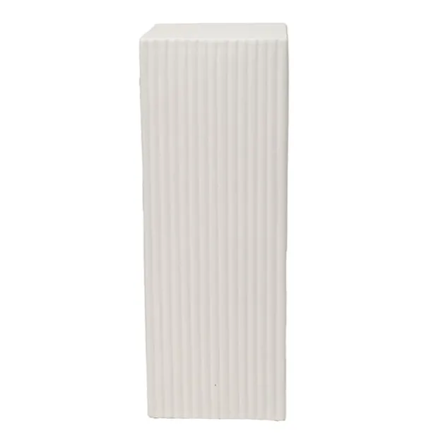 Fibreglass Square Ripple Plinth Matte White (33x33x91cmH)