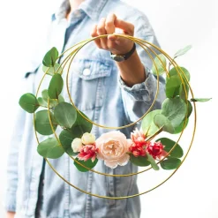 Floral Metal Hoop Ring Gold (20cmD)