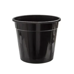 Flower Bucket Sturdy Plastic Round 08L Black (25Dx23.5cmH)