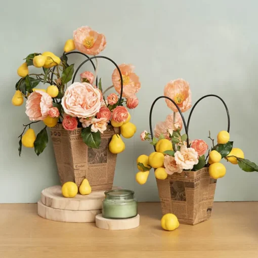 Flower Carry Bag Kraft Newsprint Medium Pk5 (12x17x20cmH)