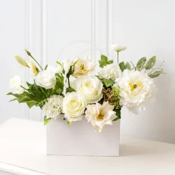 Flower Carry Bag Kraft White Rectangle Pk5 (22x10.5x13cmH)