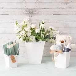 Flower Carry Bag Kraft White Medium Pk5 (12x17x20cmH)
