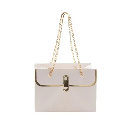 Flower Carry Hand Bag Boujee White Pack 5 (15x10x10.5cmH)