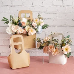 Flower Gift Carry Bag Small White Pack 5 (17x7x32Hcm)