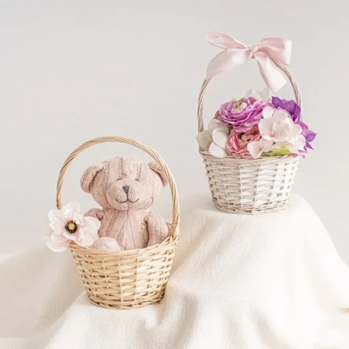 Flower Girl Basket Oval Willow White (19x23x27cmH)