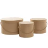 Flower Hat Box Grande Round Kraft Brown Set 3 (25Dx15cmH)