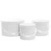 Flower Hat Box Grande Round White Set 3 (25Dx15cmH)