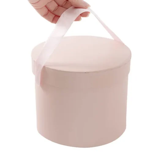 Flower Hat Box Petite Round Blush Pink Set 3 (17Dx13.5cmH)