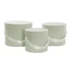 Flower Hat Box Petite Round Sage Green Set 3 (17Dx13.5cmH)