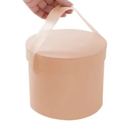 Flower Hat Box Petite Round Apricot Peach Set 3(17Dx13.5cmH)