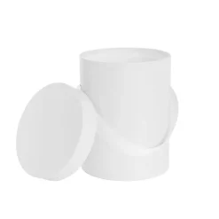 Flower Hat Box Tall Round White Set 3 (24.5Dx30cmH)