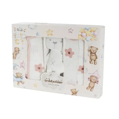 Flower Print 100% Cotton Baby Gift Box Set 8 Soft Pink