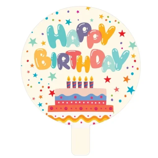 Foil Balloon 9" (22.5cmD) Air Fill Round Happy Birthday Cake