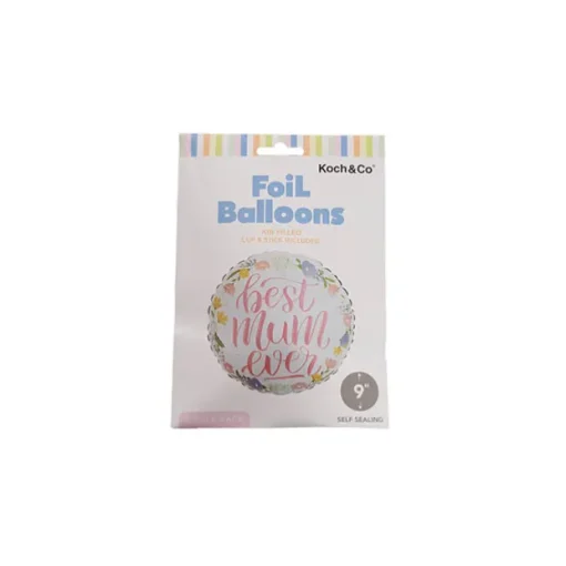 Foil Balloon 9" (22.5cmD) Air Fill RND Floral Best Mum Ever