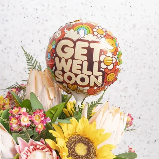 Foil Balloon 9" (22.5cmD) Air Fill RND Floral Get Well Soon