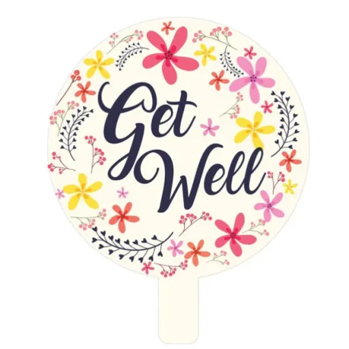 Foil Balloon 9" (22.5cmD) Pack 5 Round Frangipani Get Well