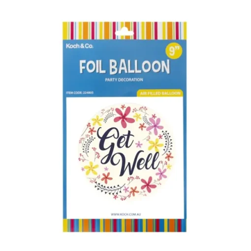 Foil Balloon 9" (22.5cmD) Pack 5 Round Frangipani Get Well