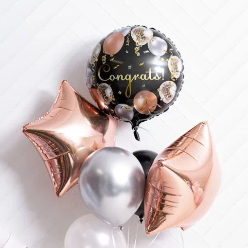 Foil Balloon 18" (45cmD) Pack5 Congrats Celebration Confetti
