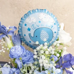 Foil Balloon 9" (22.5cmD) PK 5 AirFill RND Elephant Baby Boy