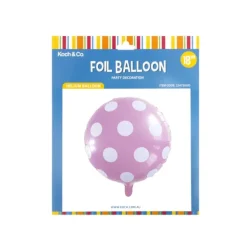 Foil Balloon 18" (45cmD) Round Large Dot Baby Pink