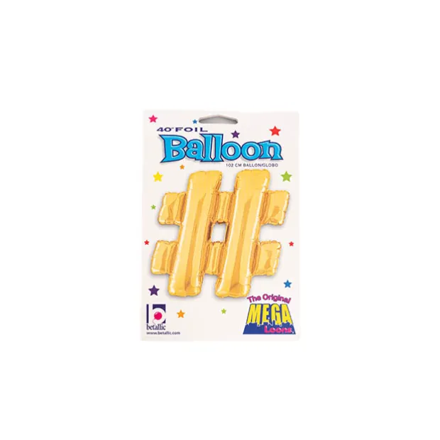 Foil Balloon 40" (101.6cmH) Hashtag '#' Gold