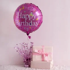 Foil Balloon 18" Happy Birthday Confetti Pink (45cmD)