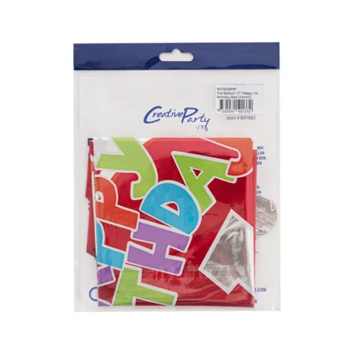 Foil Balloon 17" Happy 1st Birthday Red (43cmD)