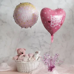 Foil Balloon 18" It's a Girl Confetti Baby Pink (45cmD)
