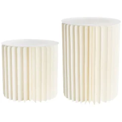 Foldable Paper Round Plinth Set2 Buttercream (30x30cmH&40cmH