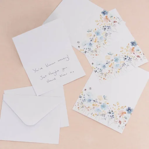 Gallery Gift Card & Envelope Flowers Blue Pk25 (10x6.5cmH)