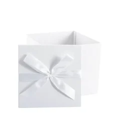 Gift Box Extra Lge with Bow Flat Pack White (250x250x245mmH)