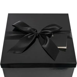 Gift Box Jumbo with Bow Flat Pack Black (305x300x300mmH)
