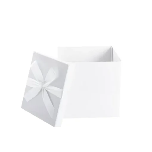 Gift Box Large with Bow Flat Pack White (224x224x215mmH)