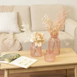 Glass Ann Bottle Vase Light Pink (14x16cmH)