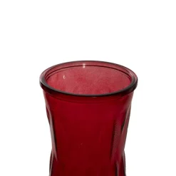 Glass Country Flared Vase Solid Red (10Dx22cmH)