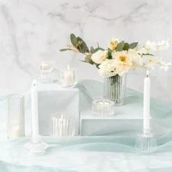 Glass Craft Ripple 2 in 1 Candle Holder Crystal (6x7.5cmH)
