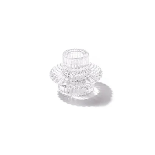 Glass Craft Ripple 2 in 1 Candle Holder Clear (8x5.6cmH)