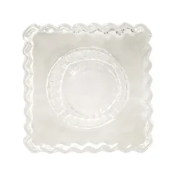 Glass Craft Ripple Cube Dinner Candle Holder Clear (4x4cmH)