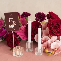 Glass Craft Ripple Cube Dinner Candle Holder Clear (4x4cmH)