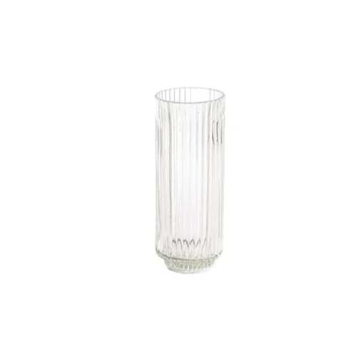 Glass Craft Ripple Vase Candle Holder Clear (6x16cmH)