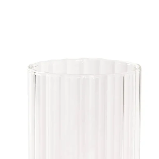 Glass Cylinder Floral Event Vase Ribbed Clear (12Dx25cmH)