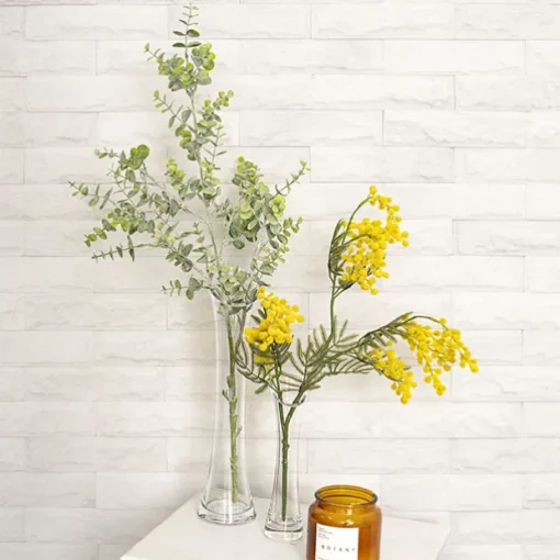 Glass Cylinder Waisted Bud Vase Diag Top Clear (9Dx37cmH)