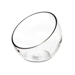 Glass Diagonal Cut Round Vase Clear (TD:18x BD:9.8x15.2cmH)
